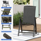 Domi Folding Patio Chairs Set of 2, Aluminium Frame Reclining Sling Lawn Chairs with Adjustable High Backrest, Patio Dining Chairs for Outdoor, Camping,Porch,Balcony(Textilene Fabric)