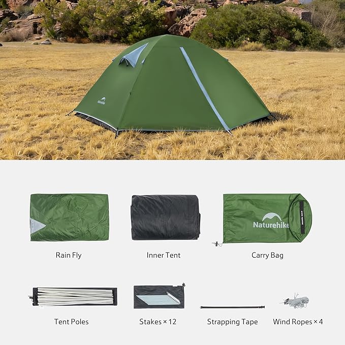 Naturehike Bleik 2-3 Person Camping Tent, Waterproof Double Layer Lightweight Backpacking Tents for Camping