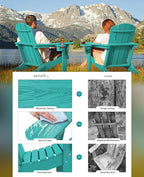 SERWALL Adirondack Chair with Cup Holders - Composite Adirondack Chairs Set of 2 HDPE Outdoor Chairs All Weather Use- Aruba