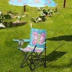 Kids Beach Chair with Umbrella Child Folding Chair Umbrella with Universal Clamp for Children Beach Camping Patio Garden Outdoor Lawn Pool Travel Indoor