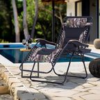 MFSTUDIO Zero Gravity Chairs, Oversized Patio Recliner Chair, Padded Folding Lawn Chair with Cup Holder Tray, Support 400lbs, Camouflage