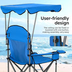 ALPHA CAMP Heavy Duty Canopy Lounge Chair Sunshade Hiking Travel Chair with Cup Holder