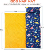 Bunnikins & Clover Toddler Nap Mat with Removable Pillow, Nap Mats for Preschool, Easy Clean Toddler Nap Pad for Kindergarten, Kids Sleeping Bag for Travel Camping