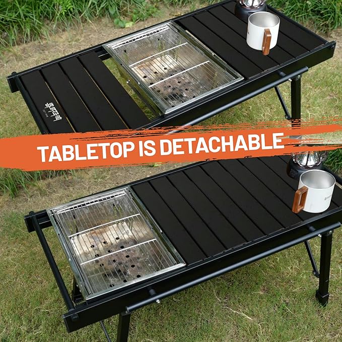Himalaya IGT Folding Camping Table Portable, Outdoor Camp Kitchen System, Adjustable Aluminum Foldable, Ultralight Lightweight with Bag for Patio BBQ Car Picnic RV