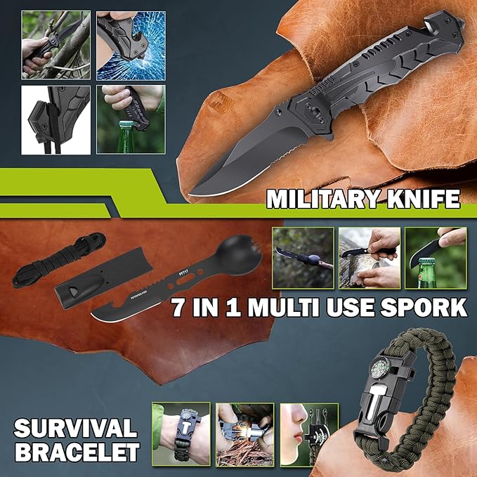 Gifts for Men Christmas Survival Kit 17 in 1, Survival Gear and Supplies for Adult Teen Men, Survival Case, 2025 Xmas Holiday Surprise Gift for Fishing Hunting Camping Outdoor Adventure