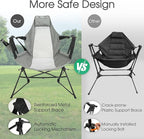 HOMEFUN Hammock Camping Chair - Portable Swinging Chairs for Adults with Stand and Storage Bag, Oversized Folding Rocking for Lawn Camp Fishing Hiking, Gray