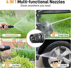 Teslong Portable Electric Pressure Washer with 12L Tank, Foldable Design, 4-in-1 Nozzle, Type-C Charging, 10L Water Storage Bag, Cordless Power Washer for Outdoor Camping, Gardening, and Pet Grooming