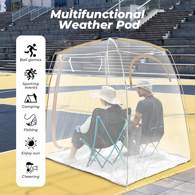 All Weather Proof Pod Sports Tent,Outdoor Weather Tent Sports Pod Pop Up Shelter with Sealed Floor,2-4 Person Clear Tent for Sport Event,Camping,Fishing 8 Sizes & Multicolor