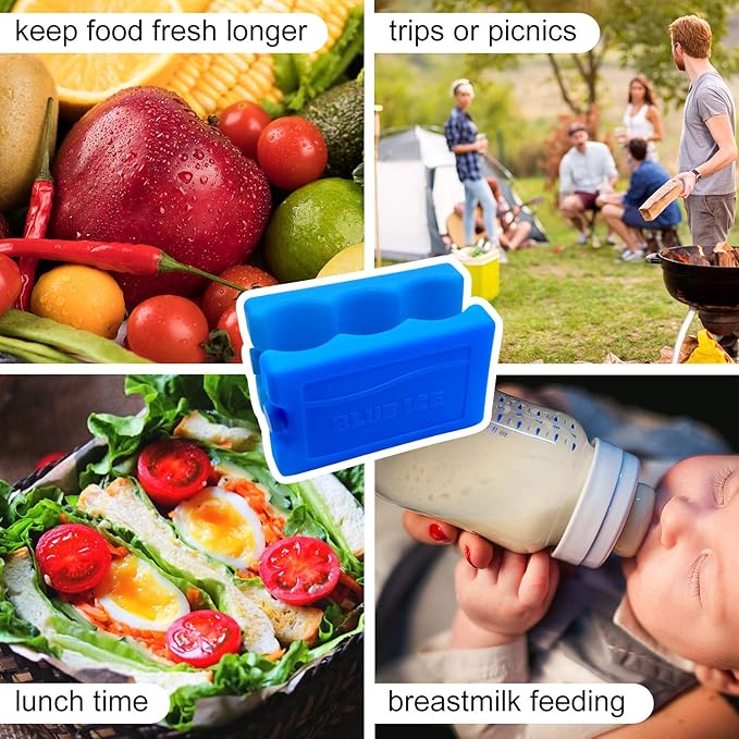 JMEXSUSS Reusable Ice Packs for Cooler, Long Lasting Breastmilk Bottle Storage, Freezer Packs Can Cooler for Lunch Boxes, Beer Soda, Camping
