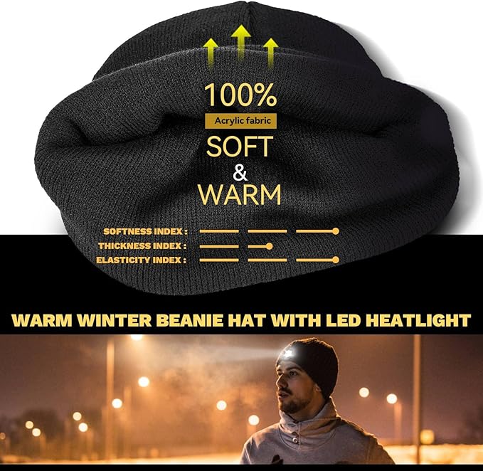 VIBELITE LED Beanie Hat with Light, USB Rechargeable LED Headlamp for Hiking, Camping, Gifts for Men, Dad, Teen Boys, Husband, Women, Boyfriend, Birthday Gifts for Women, Pink