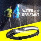 AURUZA 2PCS Headlamp Flashlight, Rechargeable LED Headlamps 2 COB 230°Wide Beam Headlight with Motion Sensor Bright 5 Modes Lightweight Waterproof Head Lamp for Outdoor Running, Camping Hiking