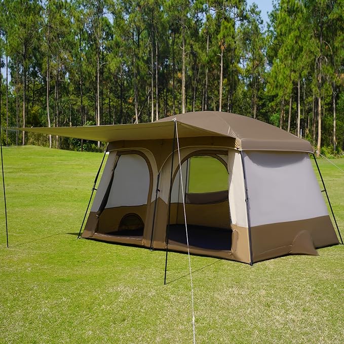 Vidalido Tents，3-4 Person Camping Tent with Extended Vestibule，Weather Resistant Family Tents with Breathable Mesh Windows，Easy Install Waterproof Outdoor Tent for Backpacking and Camping Hiking