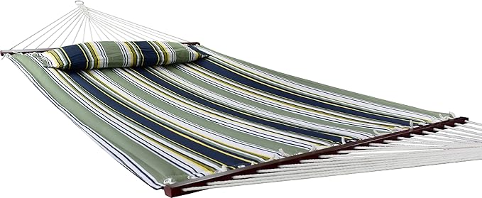 Sorbus 2-Person Stylish Hammock with Stand- Premium Cotton 53" Large Hammock Bed- Spreadedbars & Pillow Included- Heavy Duty 450lbs Portable Hammock for Garden Yard Patio Outdoor Camping- Washable