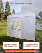 VEVOR Canopy Sidewalls, Fit for 10 x 10 ft Pop Up Canopy Tent, Tent Side Walls w/Waterproof Sunlight Protection Layer for Outdoor Event Tents, Vendor Booth, Camping (3 Sidewalls + 1 Door Curain Only)