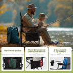ALPHA CAMP Oversized Camping Folding Chair - Heavy Duty Steel Frame Support 350 LBS, Collapsible Padded Arm With Cup Holder, Quad Lumbar Back, Portable for Outdoor/Indoor
