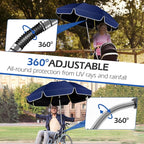2PACK 48.8 inch Large Beach Umbrella with Clamp Sun Shade for Beach Chair,360°Adjustable UV Protection Golf Umbrella with Clip for Outdoor Stroller Wheelchair Camping Chair
