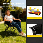 FAIR WIND 2 Pack Oversized Padded Camping Chair Heavy Duty Quad Fold Arm Chair Portable for Outdoor - Support 450LBS, Black