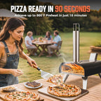 BIG HORN OUTDOORS 12" Woodfire Pizza Stone Oven, 887°F Outdoor Stainless Pizza Cooker, Portable for Party Usage, Black