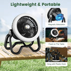 Camping Fan Rechargeable Camping Lantern-40Hrs,20000mAh Cordless Battery Operated Oscillating Fan Light with Remote,Hanging Hook and Magnetic Base, for Tents, Outdoor, RV, Outage（Black）