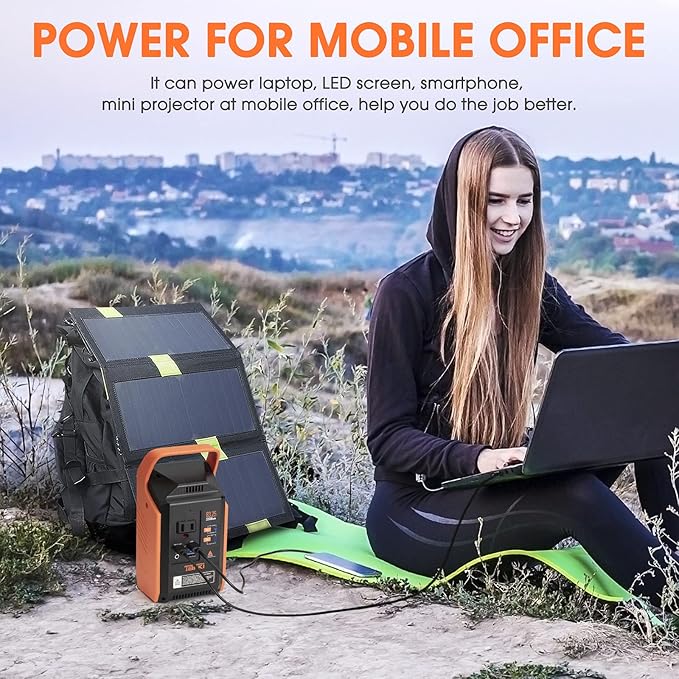 Takki Portable Power Station 83Wh Camping Solar Generator Power Bank with 110V/80W AC Outlet USB Type-C Port Camping Light Lithium Battery for Home Emergency Laptop Battery Backup