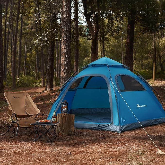 MOON LENCE Pop Up Camping Tent, 3-4 Person Portable Automatic Instant Tent Windproof for Camping, Hiking, Mountaineering