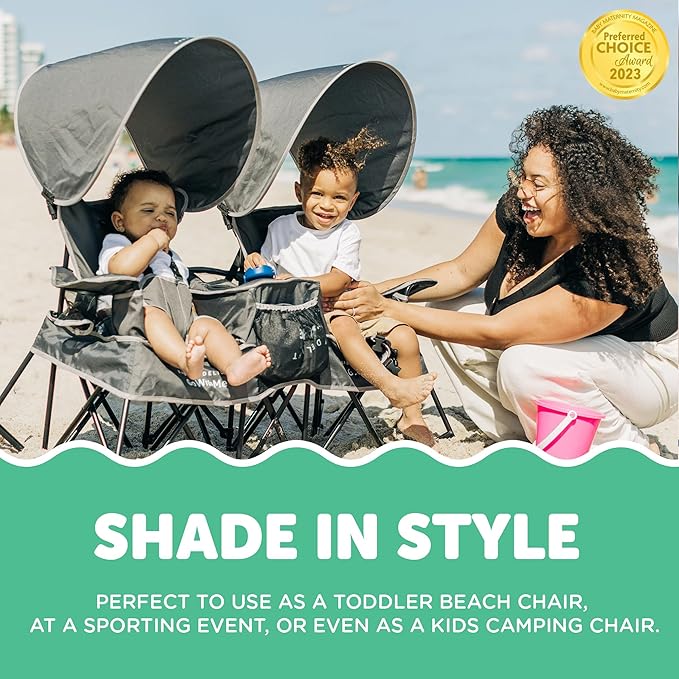 Baby Delight Go with Me Duo Deluxe Portable Chair | for Kids | Double Seat | Indoor and Outdoor | Grey