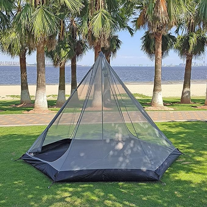 Large Space Pyramid Tipi Tent Ultralight Family Camping Tent Windproof Outdoor Teepee Tent for Adults 4 Person Double Layer Tents