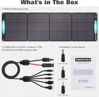 200W Portable Solar Panels for Power Station, IP68 Waterproof ETFE Foldable Solar Panel Kit 25% High Conversion Efficiency Solar Panel for Camping Outdoor RV Blackout