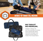 Disc-O-Bed Extra Large Portable Bunk Camping Cots with Carry Bags - Heavy-Duty Indoor or Outdoor Sleeping System, Converts to Bench or Separate Beds, 500 lb Weight Capacity Per Cot, Navy