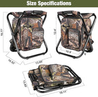 Kikerike Backpack Stool Cooler Chair Heavy Duty 300 LBS Max Load Portable Lightweight Stool Backpack Folding Fishing Cooler Seat for Camping Hunting Fishing - Woodland