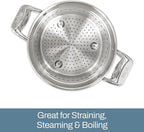 All-Clad Simply Strain Stainless Steel Stockpot, Multipot With Insert & Lid, 16 Quart Induction Oven Broiler Safe 600F, Strainer, Pasta Strainer with Handle, Steamer Pot, Pots and Pans, Silver