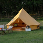 Cotton Canvas Bell Tent with Stove Jack, Roomy Yurt for Family Glamping Camping, 4 Season Tent with Zipped Removable Floor