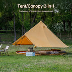 Cotton Canvas Bell Tent with Stove Jack, Roomy Yurt for Family Glamping Camping, 4 Season Tent with Zipped Removable Floor
