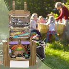 Large Tactical Camping Kitchen Organizer, Hanging Cookware Storage Bag with Paper Towel Holder & Multi Pockets, Portable Camp Utensil Organizer for BBQ Cooking Essentials, Khaki, Bag Only