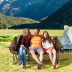 3 Person Camping Chairs Folding Double Camping Chair Portable Oversized Loveseat Padded Camp Chair Heavy Duty Camping Couch for Adults Outdoor Lawn with Two Cup Holders and Carry Bag