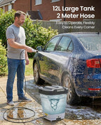 Portable Electric Pressure Washer with 3.2 Gal Tank, 4-in-1 Nozzle, Max 290 PSI Foldable Cordless Power Washer, Type-C Charging, Portable Water Sprayer for Camping, Bike, Pet, Garden, Car Wash