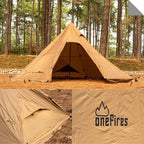 Hot Tent with Stove Jack Onefires Large Teepee Tent for Outdoor Family Camping 4-8 Person | with Stove Jack, Large, for Family Camping