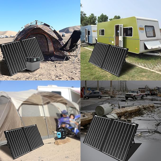 ACOPOWER 400W Mono Portable Foldable Solar Panel - 2pcs 200W, 25% Efficiency, Black, Professional Portable Style - Ideal for RV, Camping, Off Grid