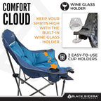 Black Sierra Oversized Camping Chair for Adults – 400 lb Heavy Duty Folding Chair with Cup Holders & Carry Bag