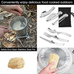 BeGrit Camping Cups Mugs Stainless Steel Camping Pot Food Grade Metal Camping Cookware with Folding Spoon, Vented Lids