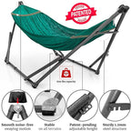 Tranquillo Combo x2 Hammocks with Stand for Outside & Tree Straps, Heavy Duty Hammock with Stand 600lbs for Indoor Outdoor Patio Backyard, x2 Hammocks for 2 Person (Combo - Peacock, Medium)