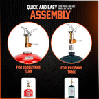 Mini 3000W Camping Stove, Ultralight Backpacking Camp Stove with a Carrying Case and an Additional Adapter, Compatable with Isobutane and Propane Tanks, Portable and Collapsible