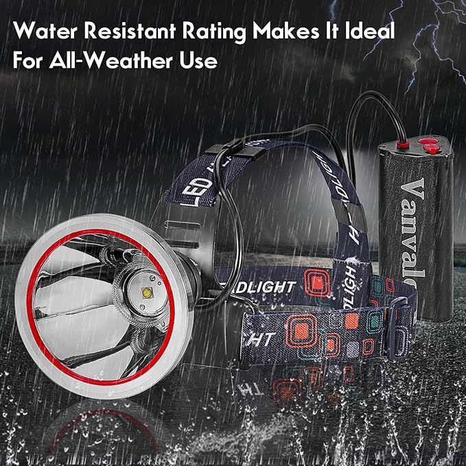 Super Bright Rechargeable LED Headlamp,IPX4 Water Resistant Head Light with Charger,Ultra Bright Flashlight Hunting Lamp for Running,Fishing,Camping,Outdoor,Storm Power Outage（White Light）