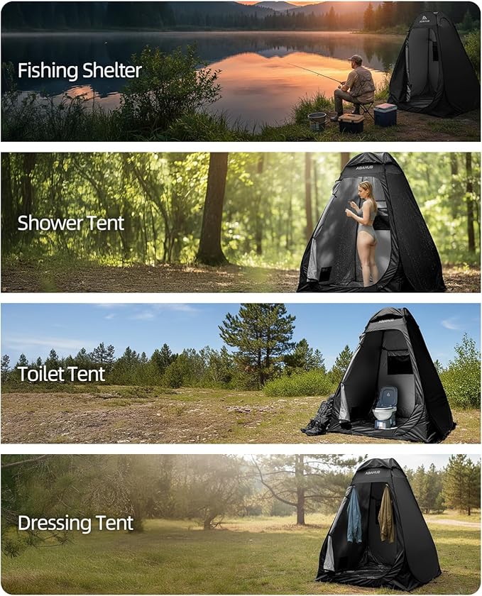 Abahub Pop Up Solar Shower Tent Kit, Portable Instant Privacy Tents with 5 Gallon Solar Shower Bag, Outdoor Changing Room for Camping, Beach
