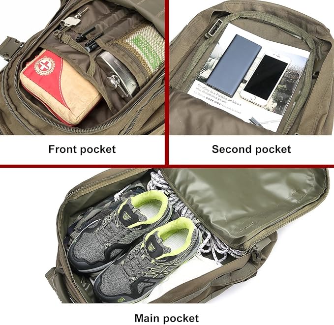 Large Tactical Expandable Backpack 39L-64L Military Bug Out Bag With Waist Strap
