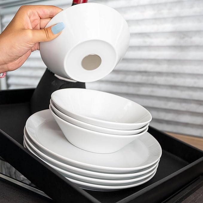 silwy® Non-Slip Magnetic Porcelain Bowls (Set of 2) - Ideal for Camping, Caravaning, and Boating - Stackable Without Rattling