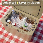 COSTWAY Insulated Portable Cooler, Hard Shell Ice Chest w/ 2 Cup Holders, Bottle Opener, Drain Plug, 3-Day Ice Retention, Outdoor Leak-Proof Dry Box for Beach, Camping, Fishing, Picnic