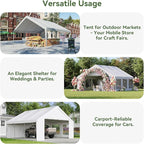 Aoxun 20x20 Party Tent Canopy for Weddings Waterproof Event Tent with Removable Sidewalls &Roll-up Door, Heavy-Duty Steel Frame for Outdoor Weddings, BBQ, Birthday Parties, & Camping,White