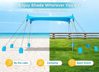 Gorich Beach Tent Sun Shelter with 8 Sandbags, UPF50+ Protection & Windproof Pop Up Beach Canopy Tent Sun Shade for Family, Travel & Camping, Easy Setup Canopy Umbrella