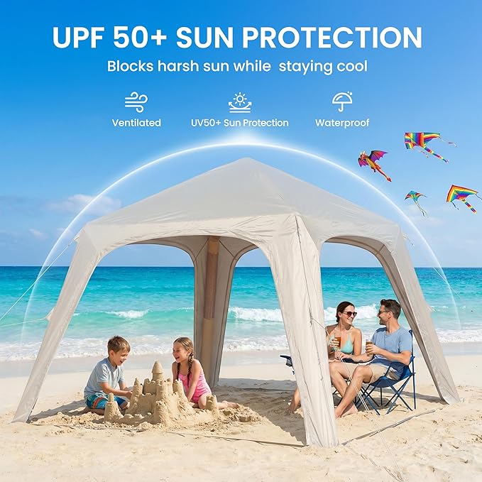 ABORON 2/6/8/10/12 Person Inflatable Camping Tent, Easy Setup Blow Up Tent with Hand Pump, PU3000mm Waterproof & Breathable 4 Season Glamping Tent for Outdoor Camping